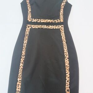 Calvin Klein Black Dress with Leopard Print